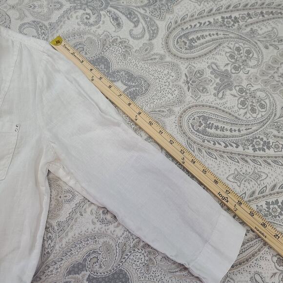 JM collection womens linen/cotton boxy button up white Sz 16 resort wear beachy - Picture 5 of 8